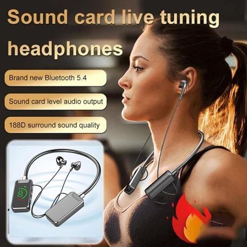 Waterproof Wireless Neckband Bluetooth Headphones with Display - Live Streaming & Broadcasting Earphones