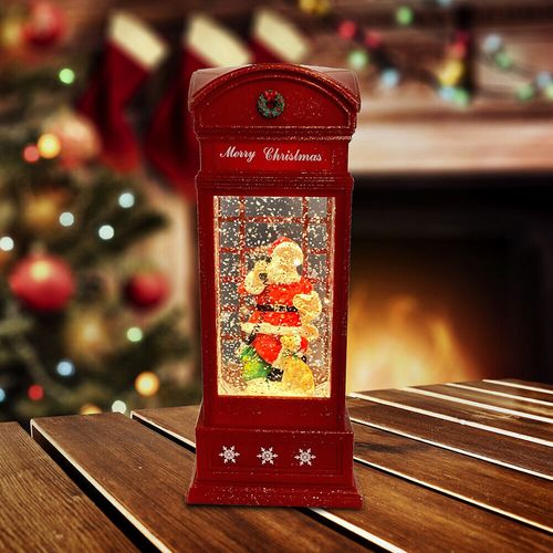 San Francisco Music Box Musical Lighted Santa in a Phone Booth