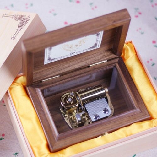 30 NOTE WALNUT WOODEN WIND UP MUSIC BOX :  ELFEN LIED - LILIUM