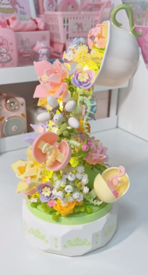 Huayan Tea Language Music Box Lighting Flower Bundle Assembly Model Creative Music box