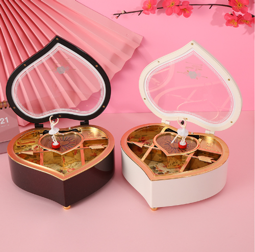 Dance Girl Peach Heart Music Jewelry Box