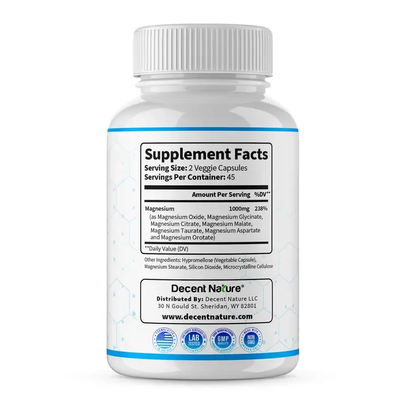 7-Type Magnesium Blend Capsules – Naturally Supports Fat Loss, Curb Cravings & Enhance Workout Results – 1000mg