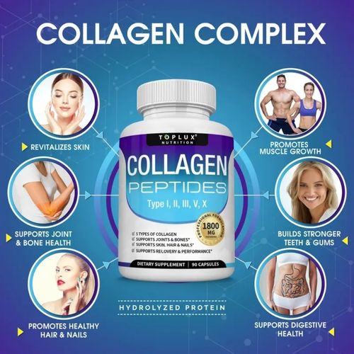 Youth Renew 1800mg Multi Collagen Peptides Capsules  Supplement, Support Skin Elasticity, Hair Nail Growth, Joint Bone Health .