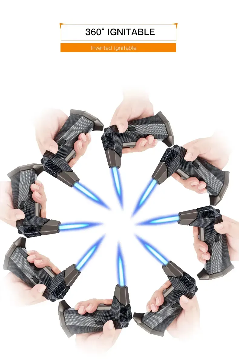 SG001 Butane Gas Refillable Jet Flame Backwood Adjustable Torch Flame Lighter for Kitchen Cigar Outdoor (No Gas)