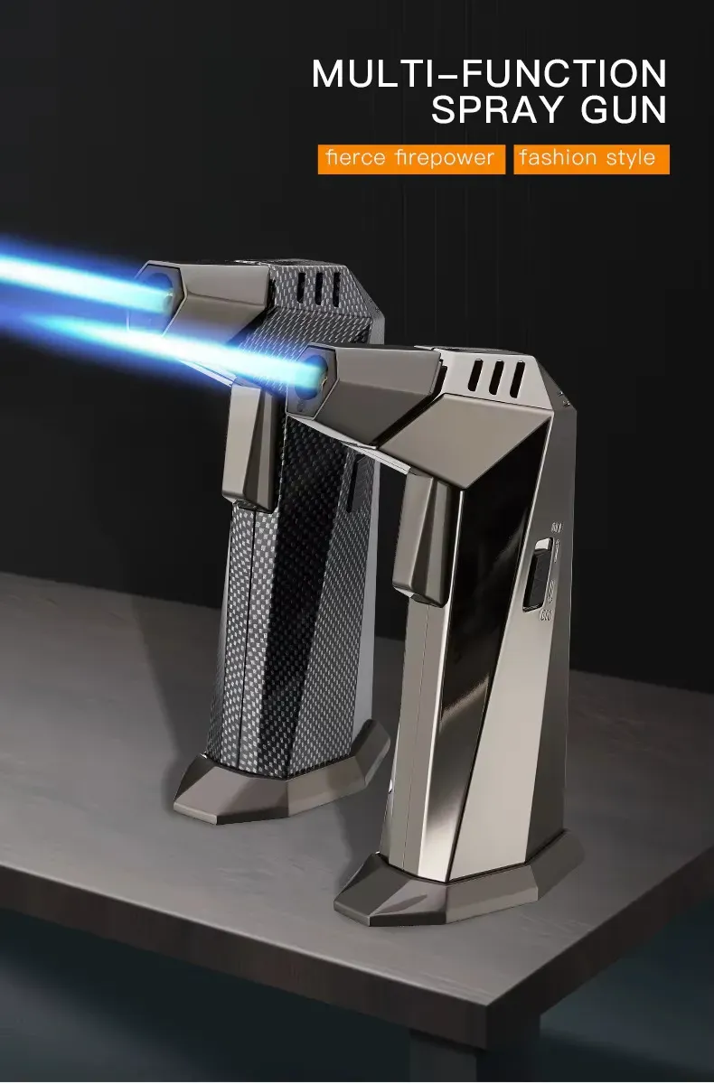 SG001 Butane Gas Refillable Jet Flame Backwood Adjustable Torch Flame Lighter for Kitchen Cigar Outdoor (No Gas)