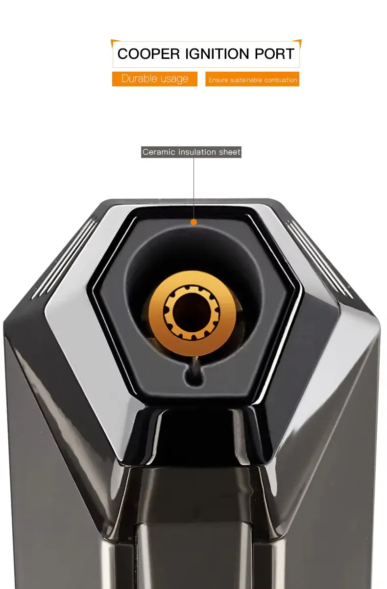 SG001 Butane Gas Refillable Jet Flame Backwood Adjustable Torch Flame Lighter for Kitchen Cigar Outdoor (No Gas)