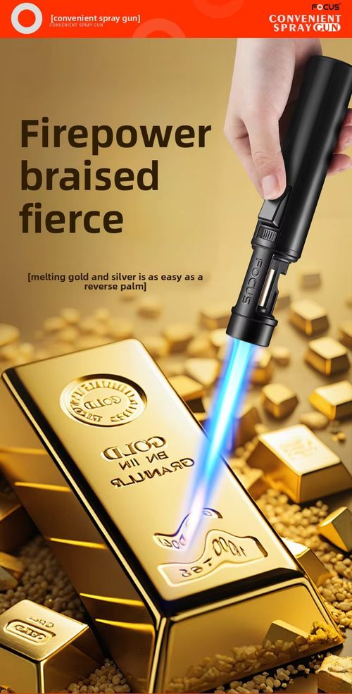 Hot-Selling Portable High-Power Welding Torch Blue Flame Refillable Windproof Hand Metal Butane Torch Lighter for Camping （No gas)