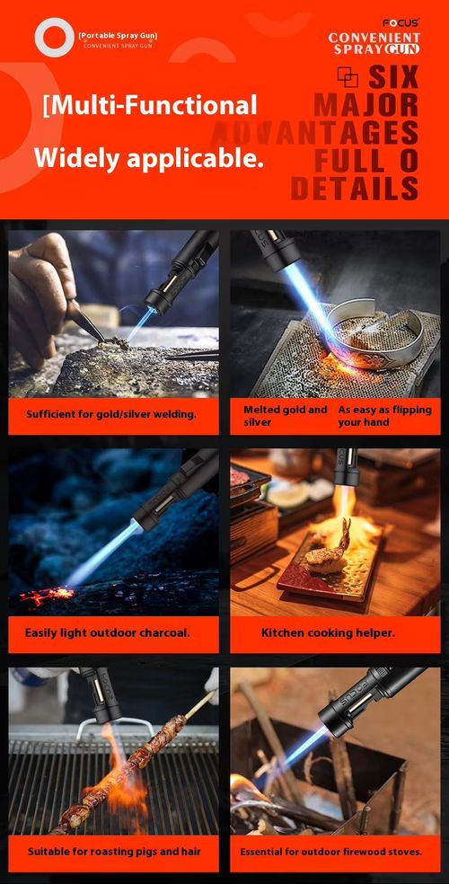 Hot-Selling Portable High-Power Welding Torch Blue Flame Refillable Windproof Hand Metal Butane Torch Lighter for Camping （No gas)