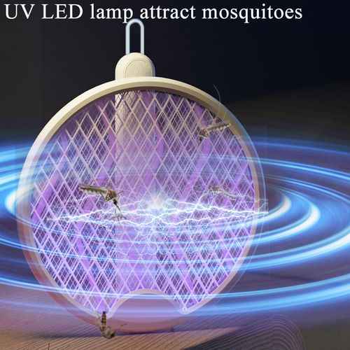 Folding Electric Mosquito Swatter with Purpl e Light to Attract Mosquitoes, USB Rechargeable Mosquito Killer Lamp for Home