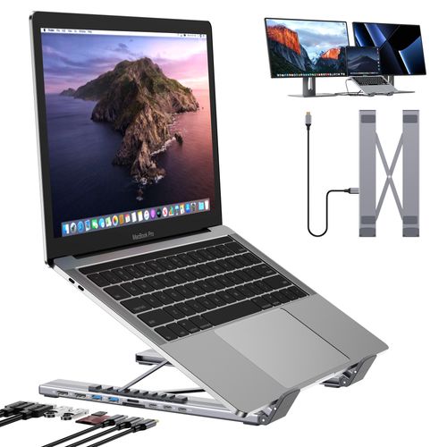 8 in 1 Type C USB Hub Laptop Stand