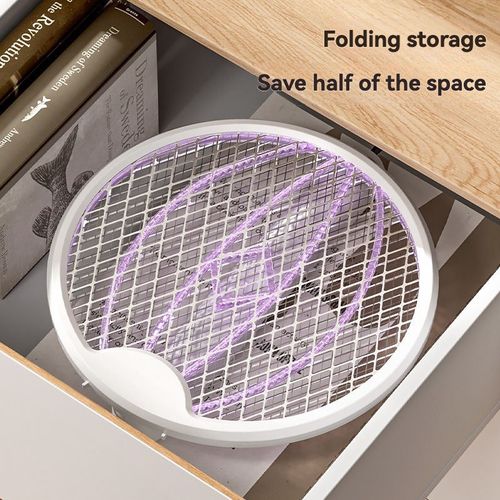Folding Electric Mosquito Swatter with Purpl e Light to Attract Mosquitoes, USB Rechargeable Mosquito Killer Lamp for Home