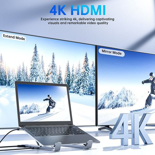 8 in 1 Type C USB Hub Laptop Stand