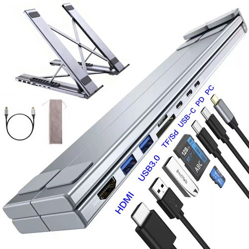 8 in 1 Type C USB Hub Laptop Stand