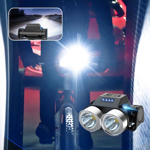 🚲Outdoor portable double head super bright LED bicycle headlight💡