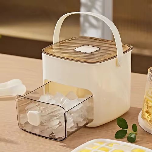 🧊Reusable Handheld Ice Cube Tray Bucket Lid Pressed Grid Mold📦