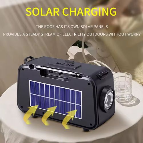 ☀️Portable Audio Player With Convenient Speaker Can Plug U Disk & Solar Flashlight Outdoor Use🎶☀️