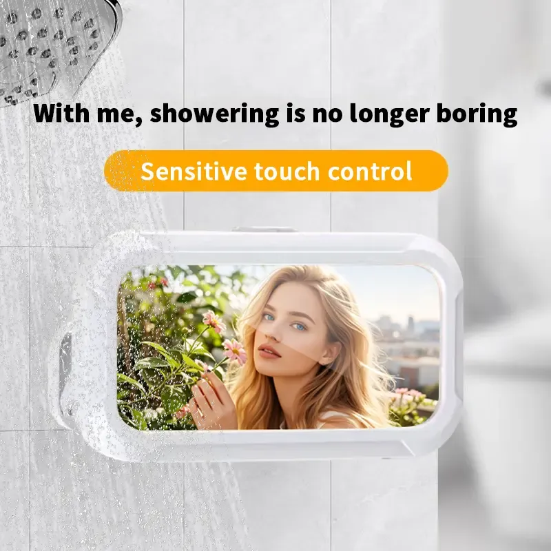 A full-range shower phone holder that rotates 360° and allows for adjustable viewing angle.