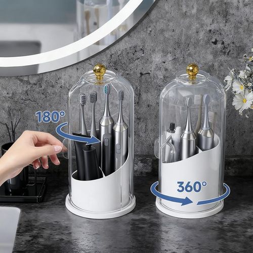 360° rotating toothbrush and makeup brush holder