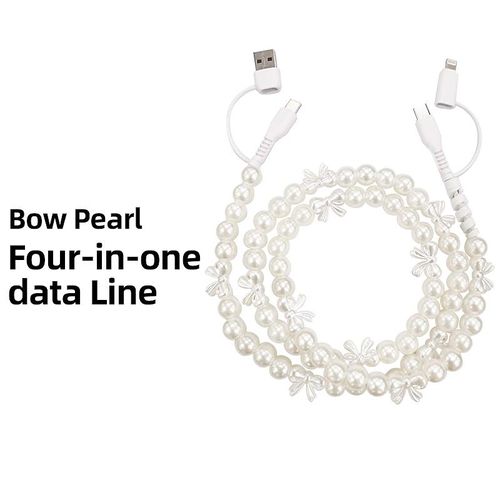 Pearl beaded charging cable, stylish and sparkly