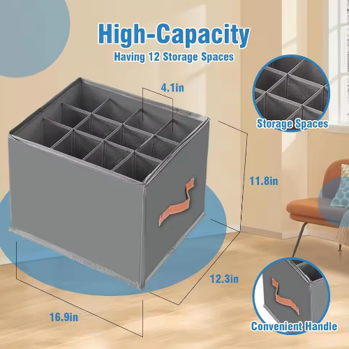 2Pcs Foldable Multi Compartment Storage Box