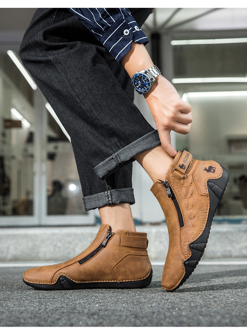 Retro Style Men's Leather Casual Boots