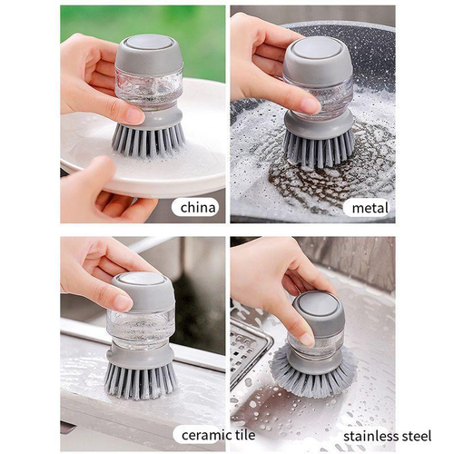 2-Pack Kitchen Cleaning Brush with Liquid Storage Function