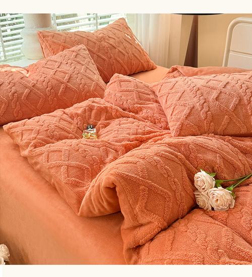 180*220cm 3-Piece Bedding Set Warm Thick Tafu Velvet