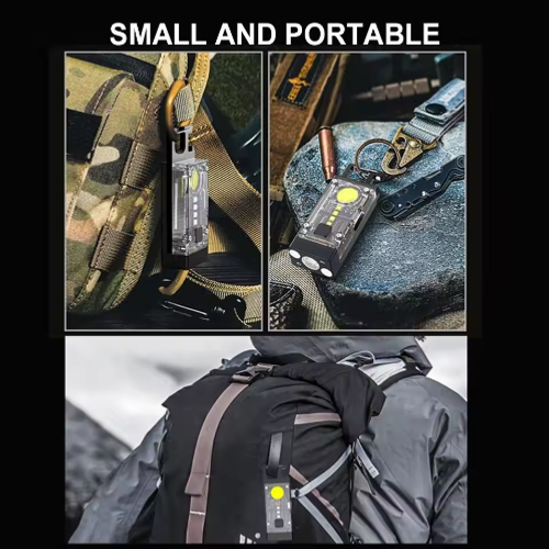 2Pcs Solar Powered EDC Keychain Light