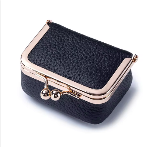 2Pcs Portable Genuine Leather Mini Clasp Purse