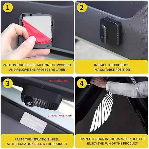 2Pcs Smart Sensing Angel Wings Car Door Projector Lights