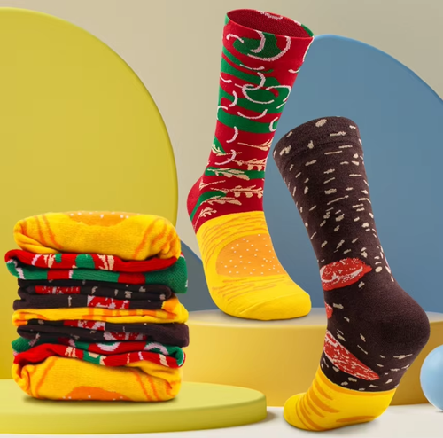 2 Boxes 6 Pairs Creative Burger Socks Fun Gift Packaging