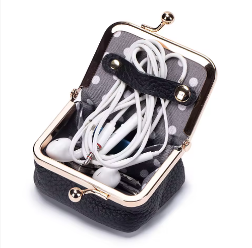 2Pcs Portable Genuine Leather Mini Clasp Purse