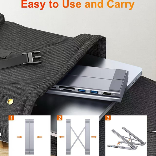 8-Port Docking Station Laptop Stand