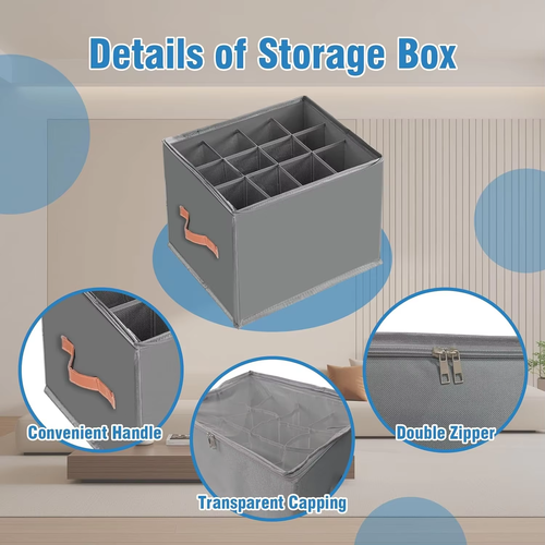 2Pcs Foldable Multi Compartment Storage Box