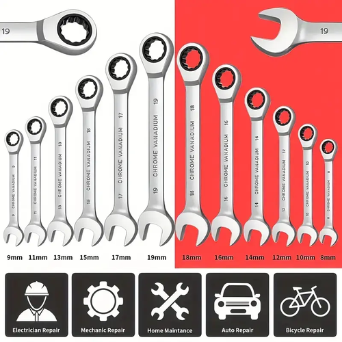 12Pcs  Adjustable Head Wrench Set