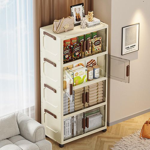 Trolley Kitchen Organizer Folding Storage Cabinet Kitchen Cabinet Closet Organizer Storage Cabinet with Double Doors