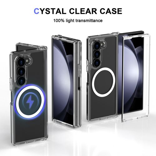 Luxury Magsafe Transaprent Fold6 Fold5 Case for Samsung Galaxy Z Fold 6 3 4 5 Fold6 Fold4 Magnetic Wireless Charging Cover