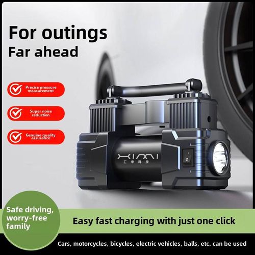 High Power Electric Twin Cylinder 12V Car Air Pump Portable Car Tire Inflator Double Cylinder 150psi Air Pressure Made Metal