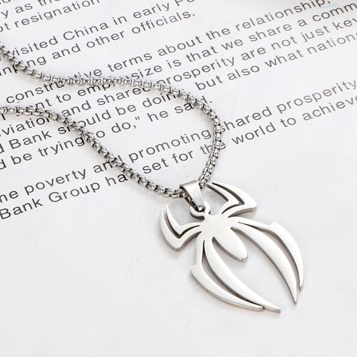 Kpop Fashion Spider Halloween Pendants Round Cross Chain Mens Necklaces Silver Color Neck Chain Gothic Couple Streetwear Gifts
