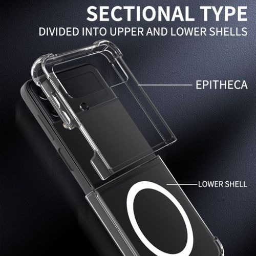 Wireless Charging Folding Phone Case for Samsung Flip  Magnetic Clear Anti-yellow Cover for Flip 3 4 5 6