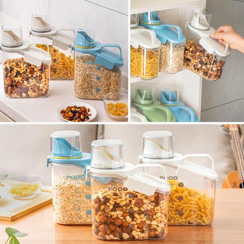 Large Capacity sealed Food, Containers with Measuring Cup Grain Rice Container Storage for Kitchen