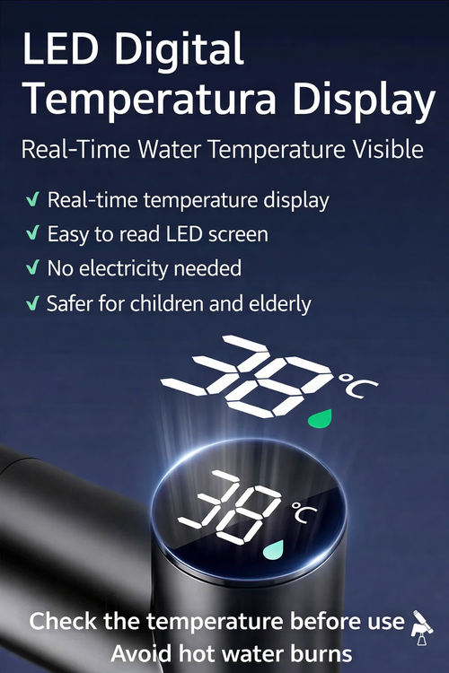 Smart LED Digital Faucet with Temperature Display | 304 Stainless Steel Kitchen & Bathroom Tap in Ghana
