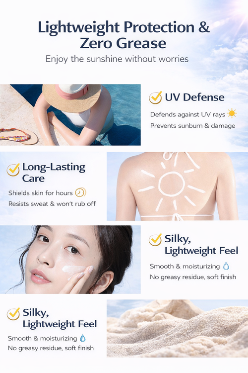 SPF50+ Sunscreen Cream | High Protection UV Defense for Hot Weather