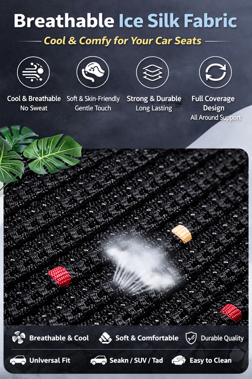 Car Seat Cushion Set with Neck & Waist Support | Breathable Ice Silk Car Seat Cover Ghana