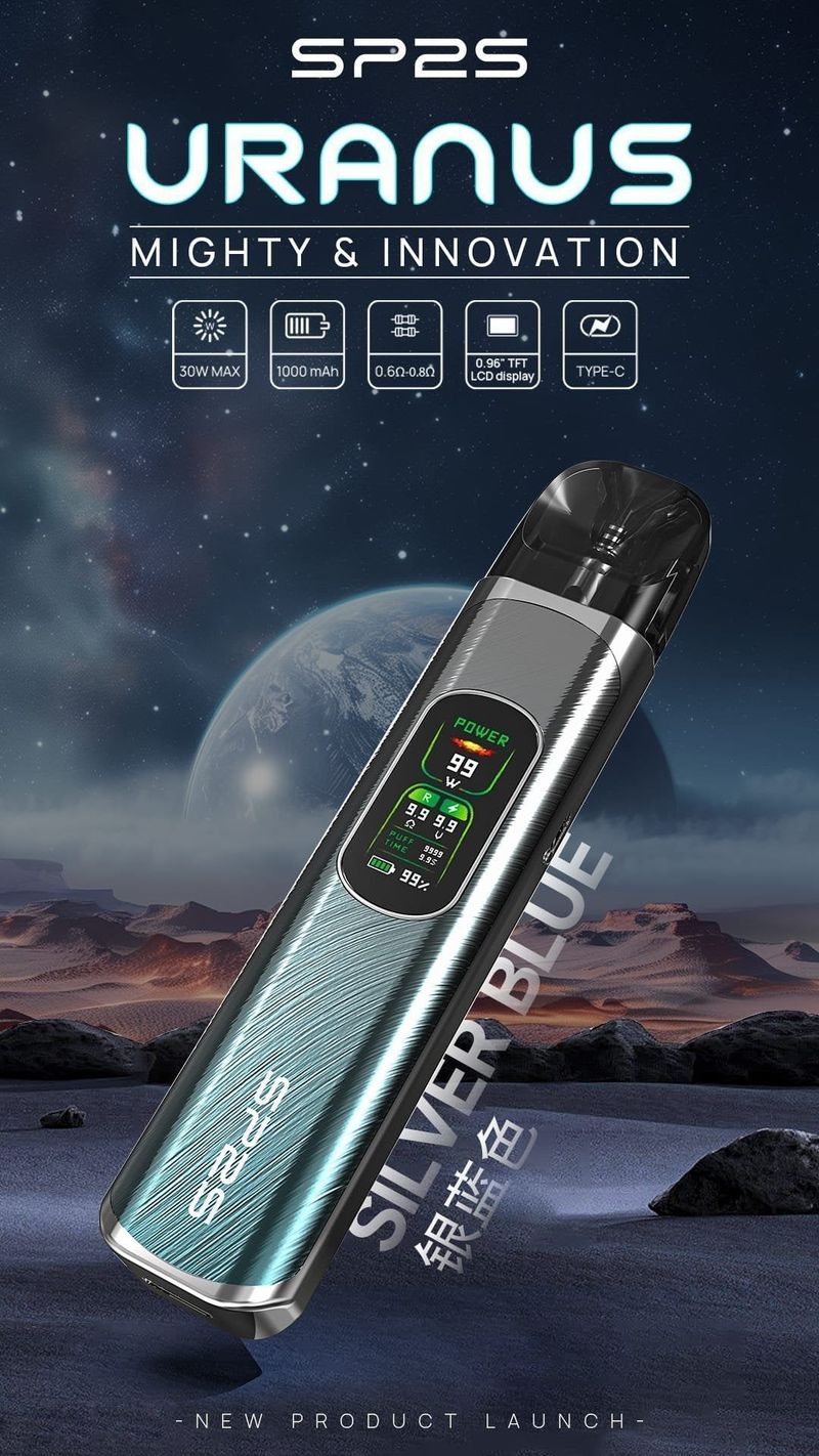 SP2S天王星URANUS注油主機 30W可調功率 1000mAh續航 可視螢幕空彈 Type C搭配1000m