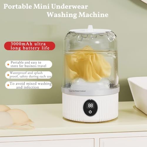 Portable mini washing machine ✨ Suitable for underwear, socks, baby clothes, ✅ Rechargeable 🔥 Wireless compact washing machine