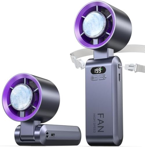 Handheld Portable Fan with Ice Cooler,5500mAh Rechargeable Personal Fan,20H Cooling Time,Small Pocket HandFan for Travel Outdoor Home Office,Purple