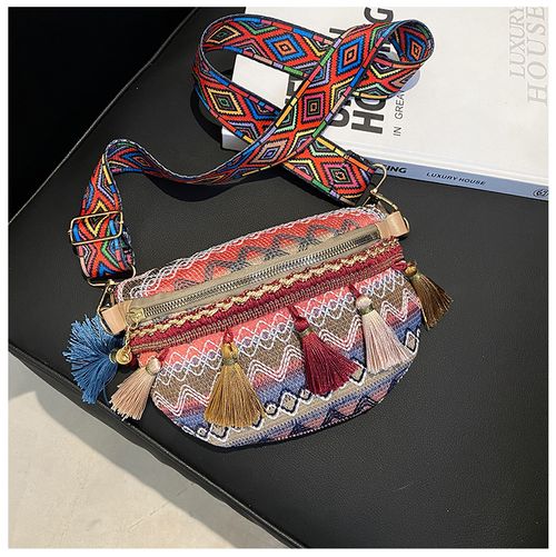 2026 New Furled Embroidered Small Bag - Casual and Simple Shoulder Bag, Crossbody Bag, Waist Bag, Women's Ethnic Style Crossbody Bag, Women's Bag