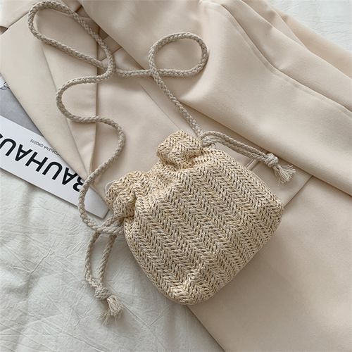 Handmade bag - Women's bag - New trendy summer straw woven cute Instagram bucket bag - Unique girl's crossbody shoulder bag