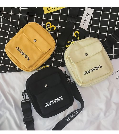 Canvas bag - women's cross-body small bag, new style, Japanese-style, fashionable for students, Korean version, simple and elegant, single shoulder phone bag